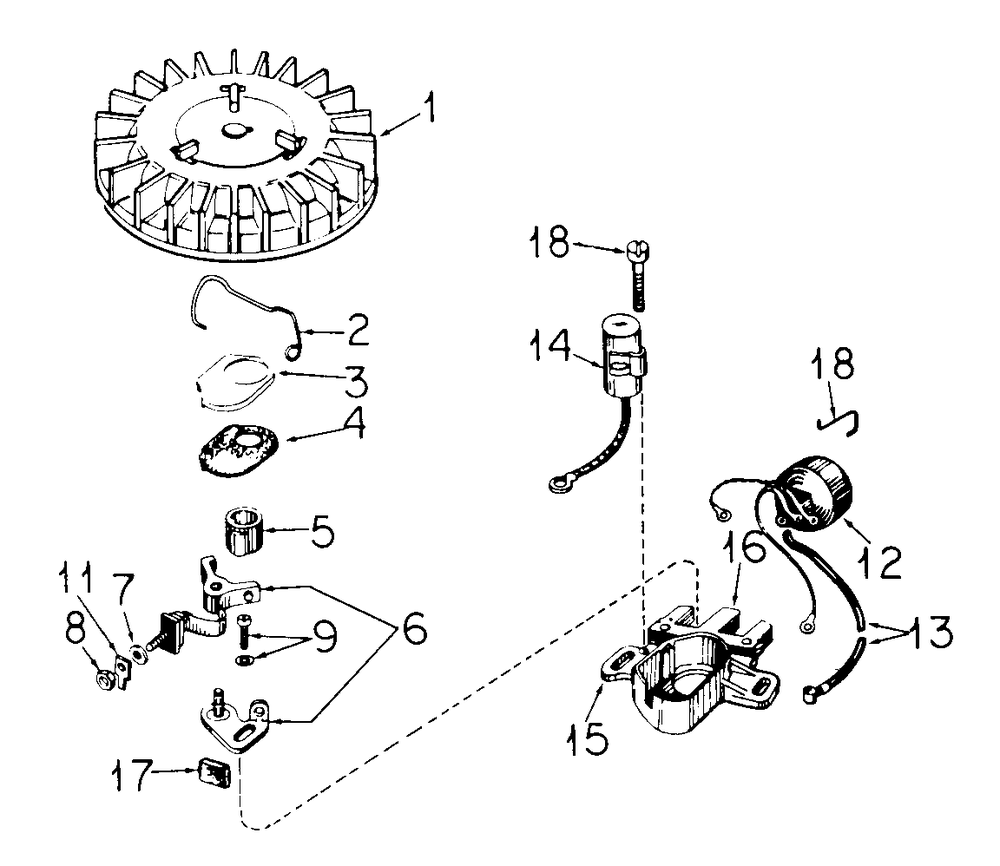 Magneto (W/Id No. 3080010u009521 And Above) Diagram and Parts List for 3080010U008001 (3080010U017296)(1976 & 1983) Cub Cadet Snow Blower
